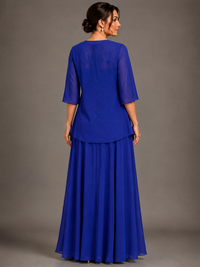 A-line 2 Pieces Chiffon Appliques Mother of The Bride Dresses with Jackets