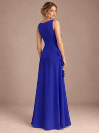 3D Floral Applique Sleeveless Formal Maxi Dress