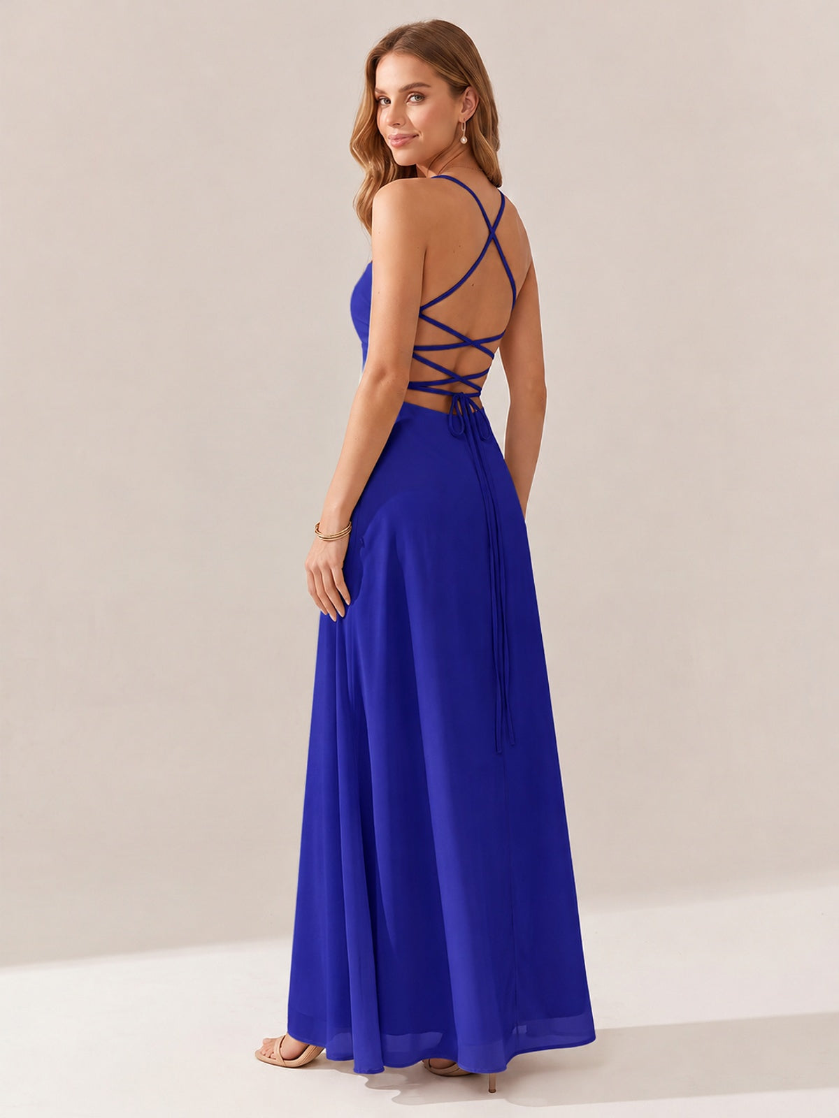 JOVELLEE Yellow Sweetheart Ruched Bust Chiffon Maxi Dress