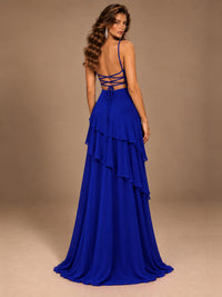 Sweetheart A-Line Ruffle Prom Dress with Spaghetti Straps