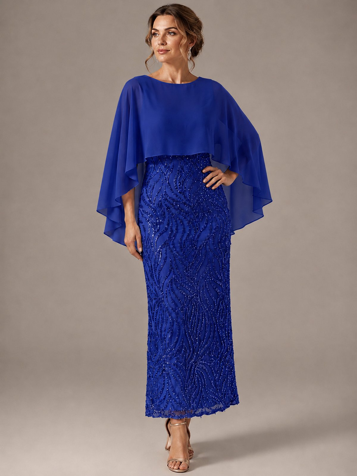 Light Blue Sequin 2 Pieces Mother of the Bride Dress