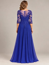 Sequin Lace A-Line Mother of the Bride Dress with 3/4 Sleeves
