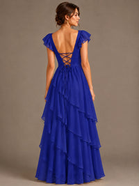 Ruffle Tiered V Neck Maxi Dress
