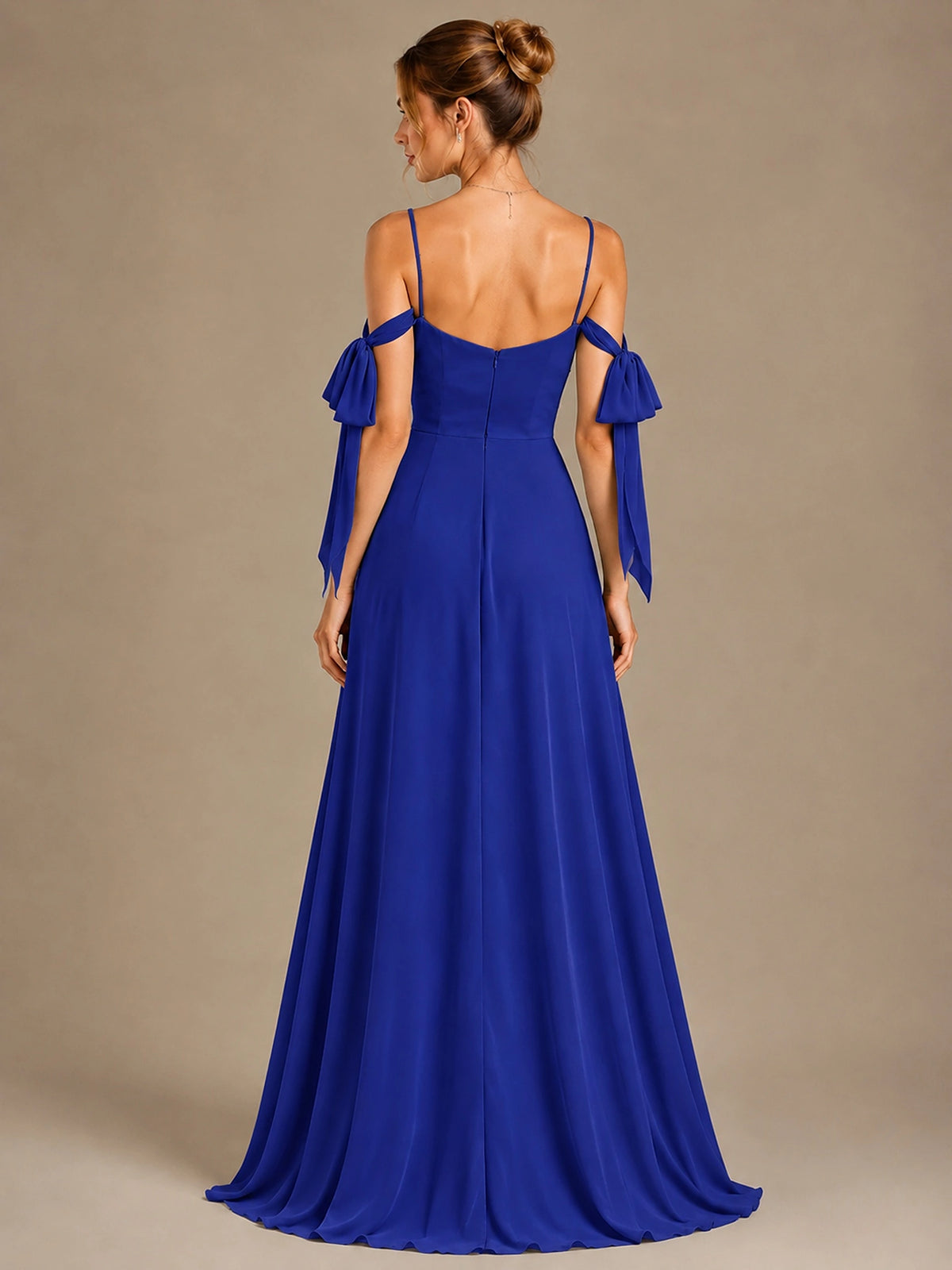 A-Line Ruffles Chiffon Bridesmaid Dress with Slit