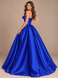 Pink Strapless Corset Satin Prom Derss & Ball Gown with 3D Floral