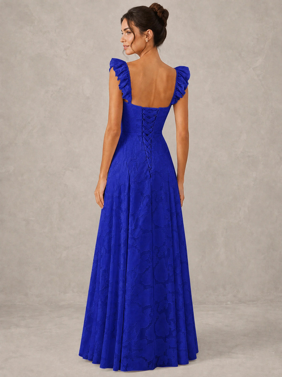 Jacquard Square Neck A-Line Maxi Dress