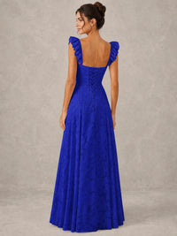Jacquard Square Neck A-Line Maxi Dress