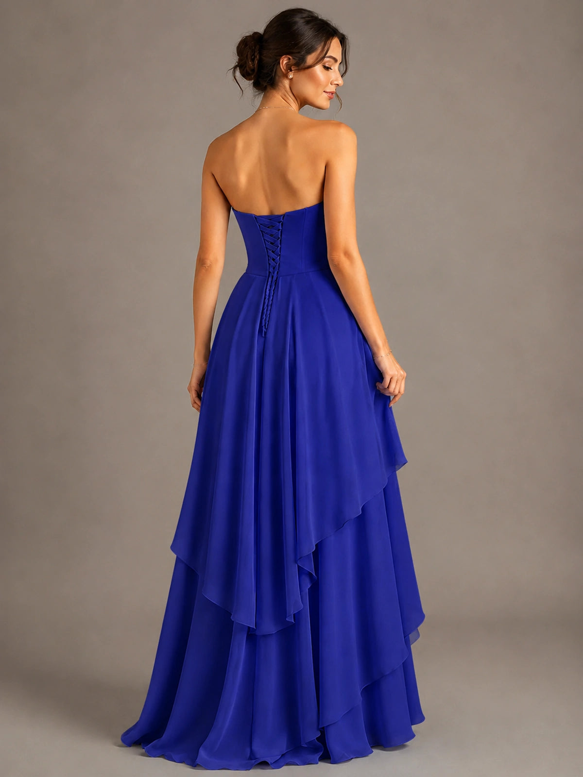 Strapless Ruffle A-Line Maxi Dress