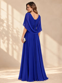Ruched V Neck Mother of The Bride Dresses with Shawls Appliques and Cap Sleeves