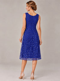 Tea Length Sequin Lace Mother of The Bride Dress with Chiffon Jacket