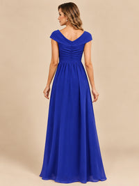 Cap Sleeve Mother of The Bride Dresses Long Chiffon Formal Gowns