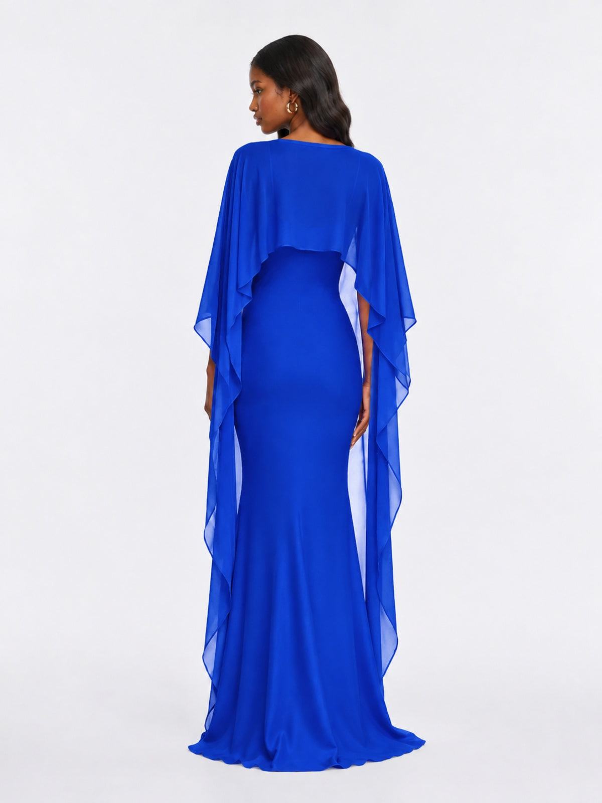 Satin Cape Prom Dresses Meramid Maxi Dress