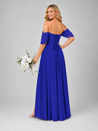 Off Shoulder Chiffon Bridesmaid Dress with Slit