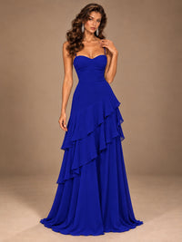 Sweetheart A-Line Ruffle Prom Dress with Spaghetti Straps