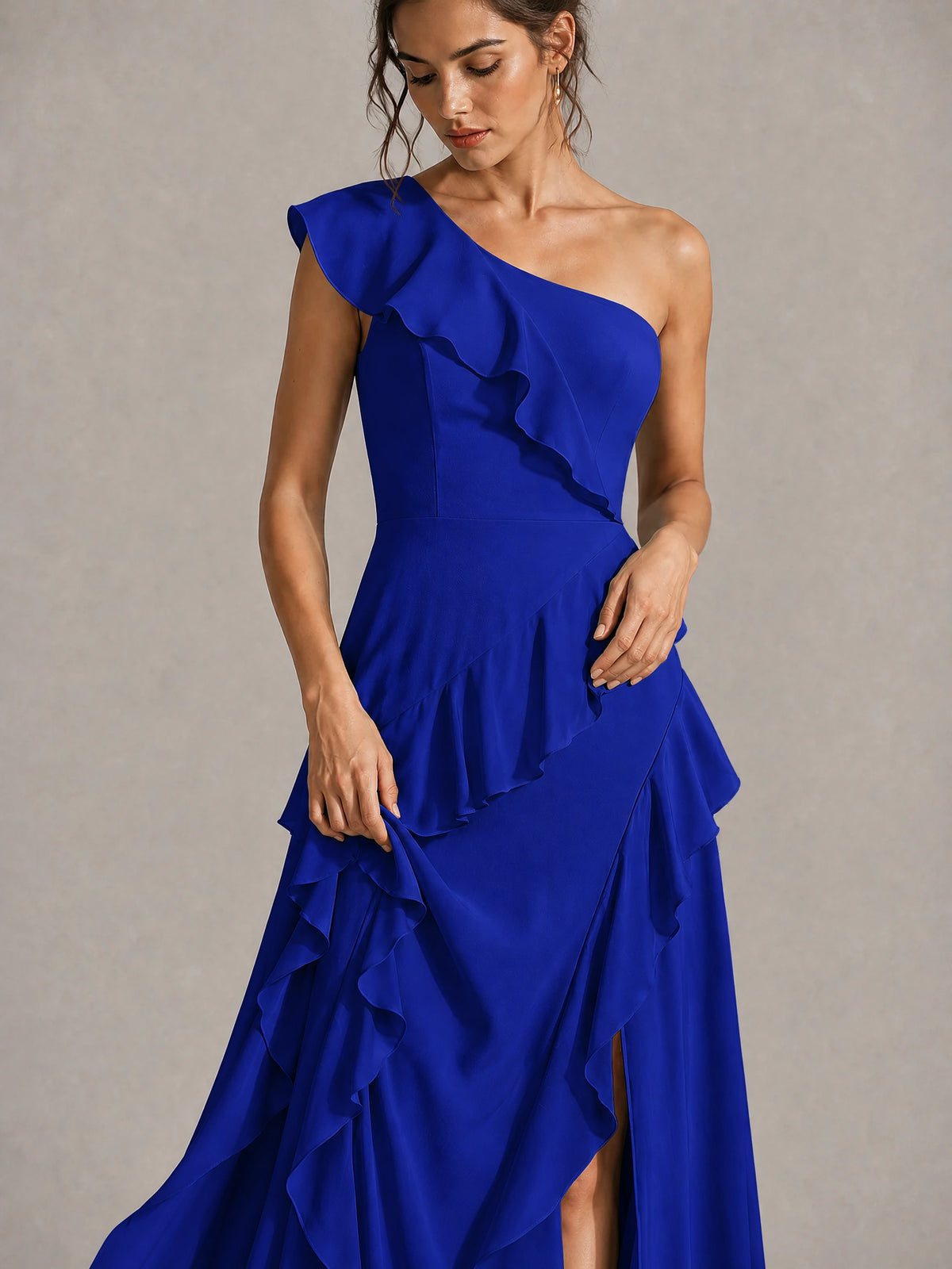 Sage Green One Shoulder Ruffle Bridesmaid Dress