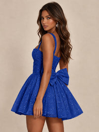 Sweetheart Glitter Tulle Puffy Mini Dress with Bow