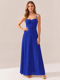 JOVELLEE Yellow Sweetheart Ruched Bust Chiffon Maxi Dress