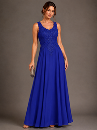 A-line 2 Pieces Chiffon Appliques Mother of The Bride Dresses with Jackets