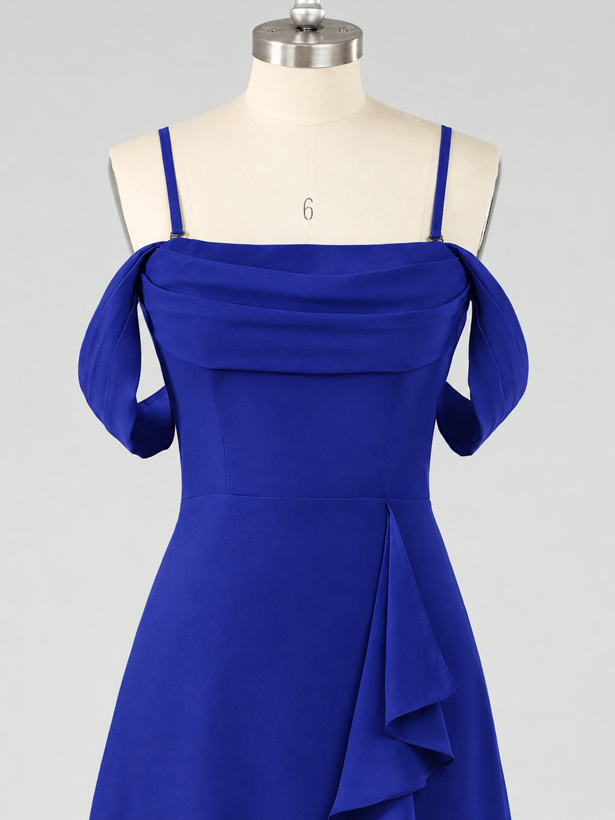Spaghetti Strap Chiffon Bridesmaid Dress with Ruffles Slit