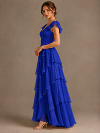 Ruffle Tiered V Neck Maxi Dress