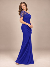 One Shoulder Chiffon Mother of The Bride Dress