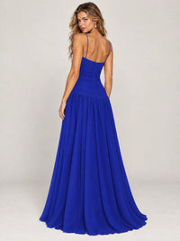 Butter Yellow Ruched Spaghetti Strap Drop-Waist Prom Dress
