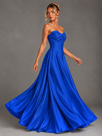 Sweetheart Neck Strapless Satin A-Line Prom Dress