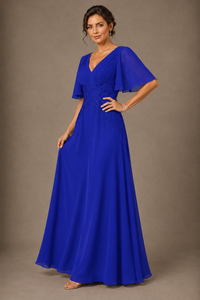 A-Line Chiffon Mother of the Bride Dress with Applique