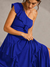 Sage Green One Shoulder Ruffle Bridesmaid Dress