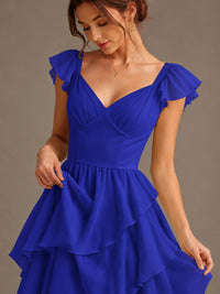 Ruffle Tiered V Neck Maxi Dress
