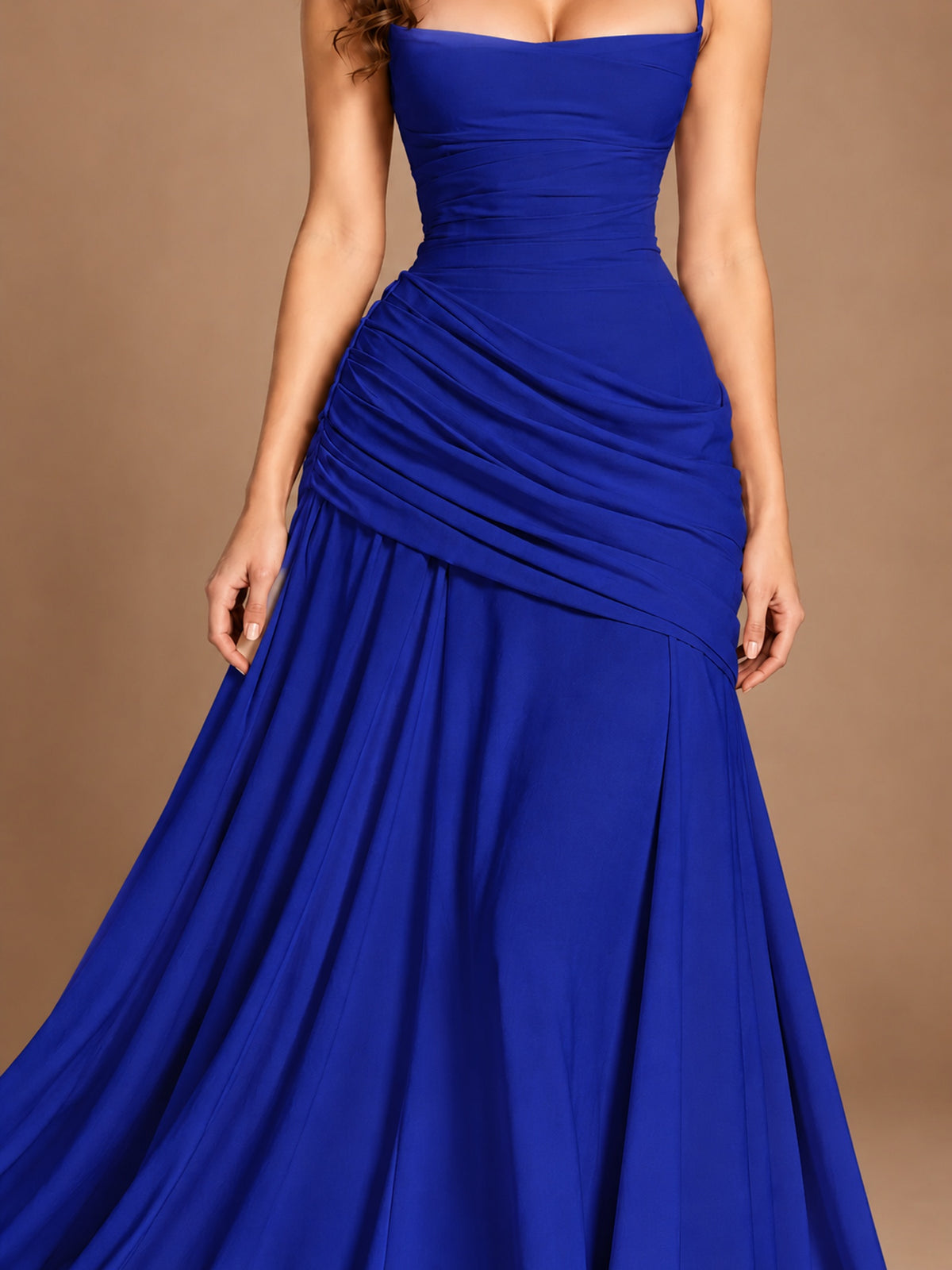 Butter Yellow Square Neck Ruched A-Line Prom Dress