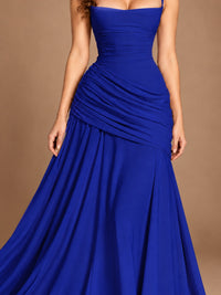 Butter Yellow Square Neck Ruched A-Line Prom Dress