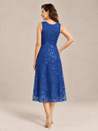 Tea Length Sequin Lace Mother of the Bride Dress with Chiffon Jacket