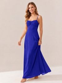 JOVELLEE Yellow Sweetheart Ruched Bust Chiffon Maxi Dress