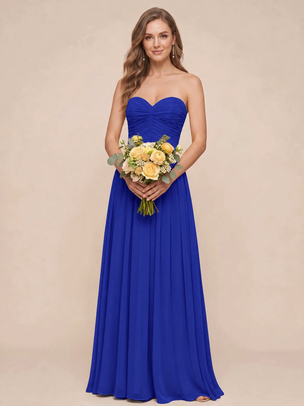 Strapless Pleated Chiffon A-Line Bridesmaid Dress