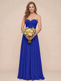 Strapless Pleated Chiffon A-Line Bridesmaid Dress