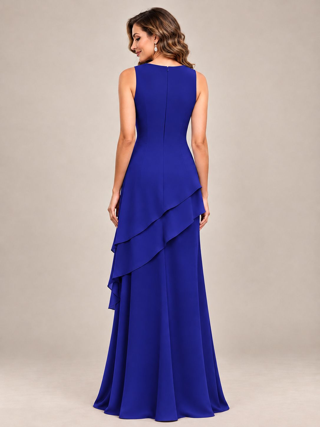 Dusty Blue Two-Piece Chiffon Mother of the Bride Dress with Jacket