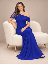 One Shoulder Chiffon Mother of The Bride Dress