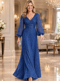 Sparkle Sequin Mother of The Bride Dresses with Long Sleeves