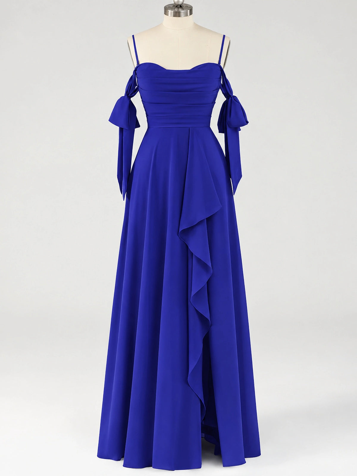 A-Line Ruffles Chiffon Bridesmaid Dress with Slit