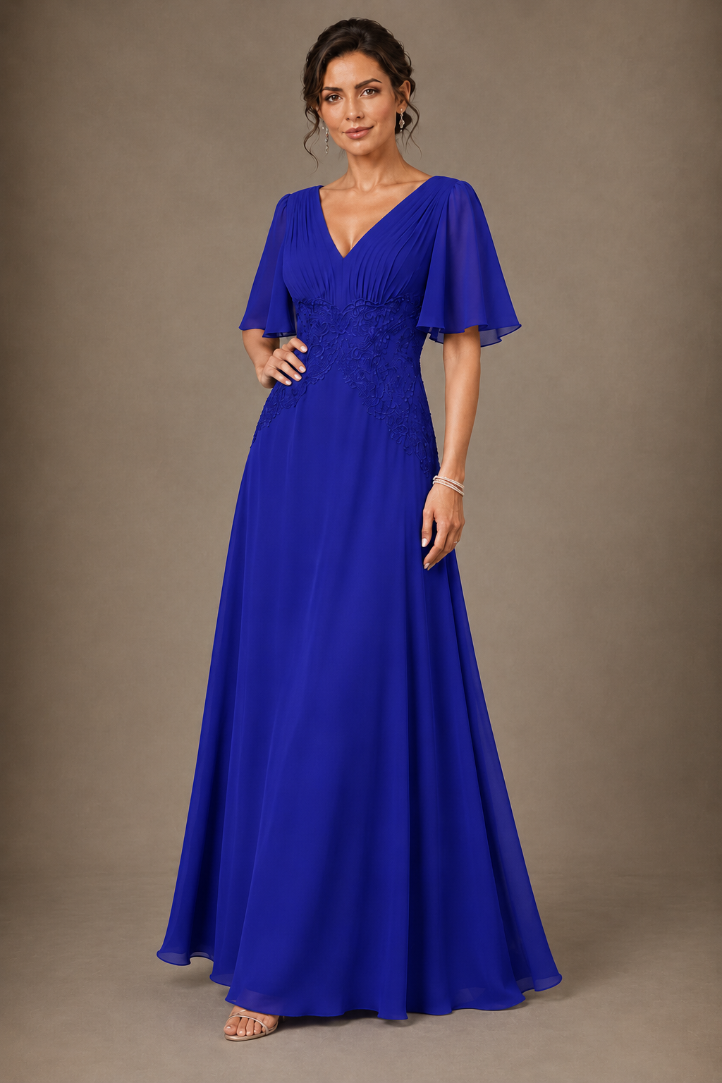 A-Line Chiffon Mother of the Bride Dress with Applique