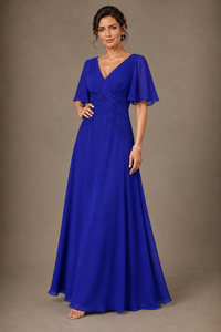 A-Line Chiffon Mother of the Bride Dress with Applique