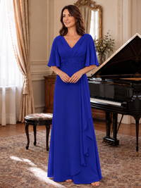 V-Neck Chiffon Lace Mother of the Bride Dresses