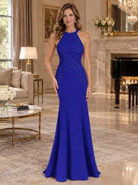 Halter Neckline Lace Appliques Mother of The Bride Dresses