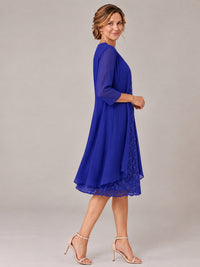 Tea Length Sequin Lace Mother of The Bride Dress with Chiffon Jacket