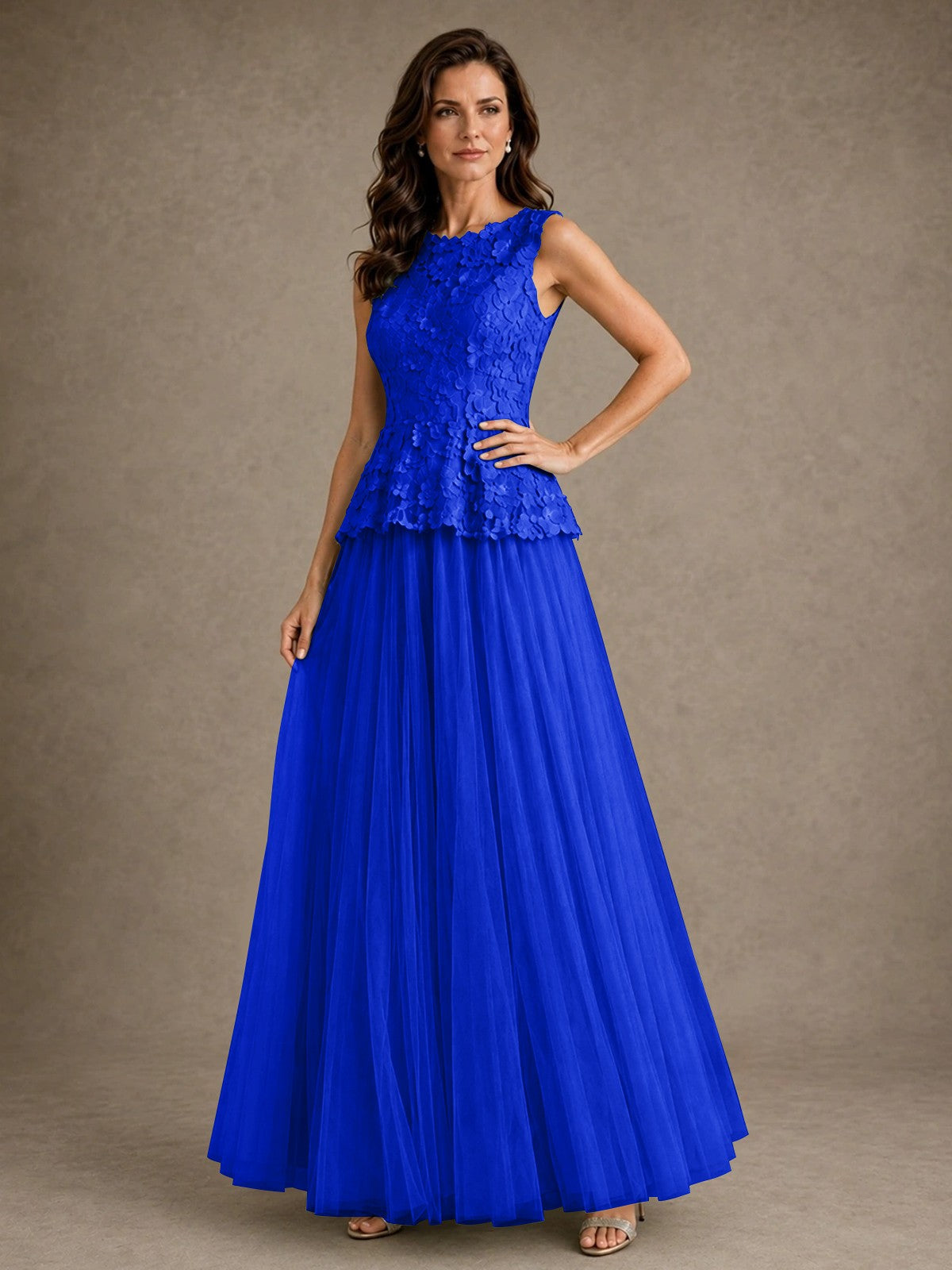 A-Line Chiffon Mother of the Bride Dress with Lace Appliques