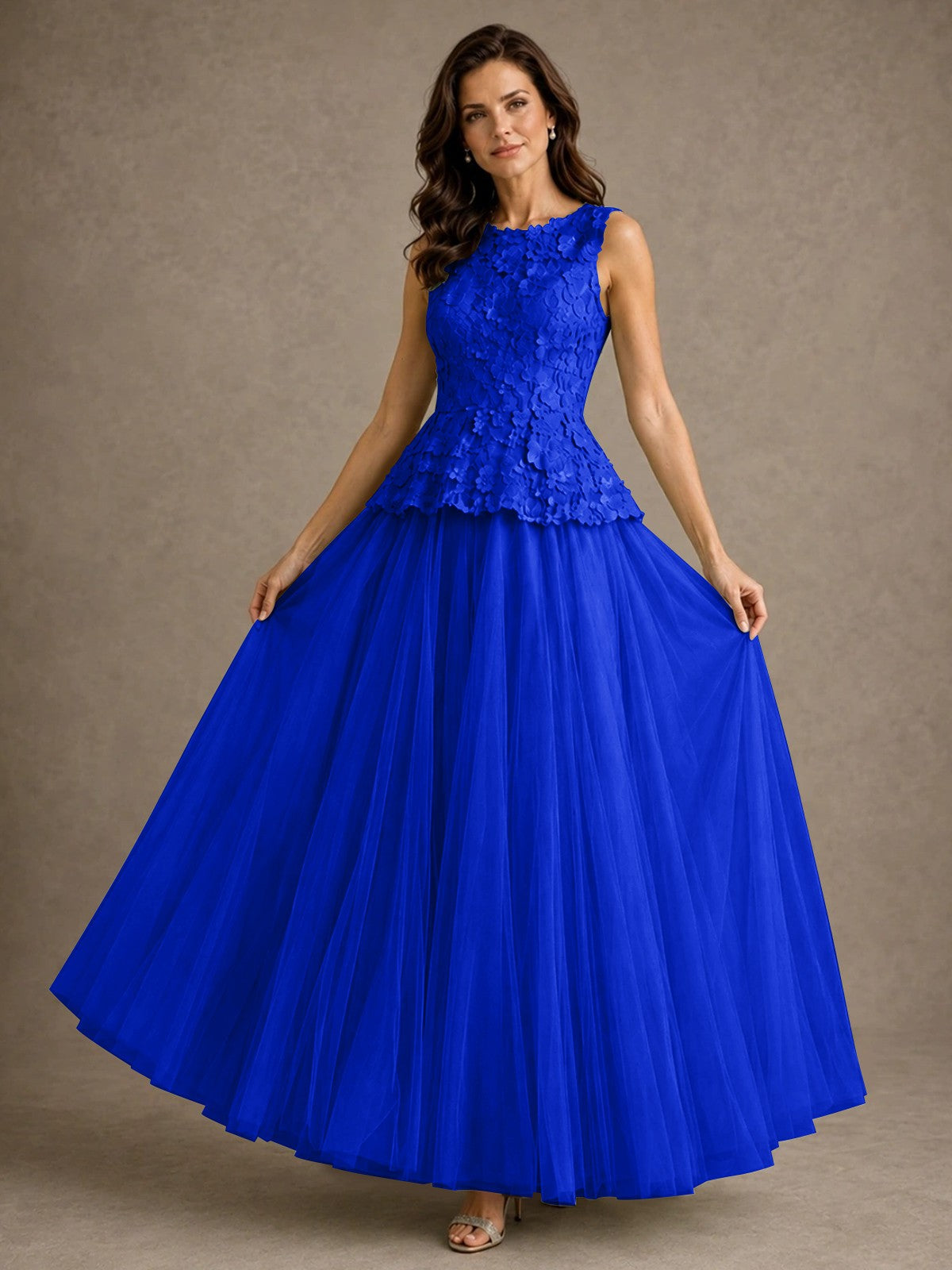 A-Line Chiffon Mother of the Bride Dress with Lace Appliques