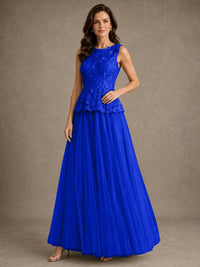 A-Line Chiffon Mother of the Bride Dress with Lace Appliques