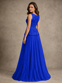 A-Line Chiffon Mother of the Bride Dress with Lace Appliques