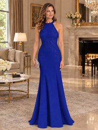 Halter Neckline Lace Appliques Mother of The Bride Dresses